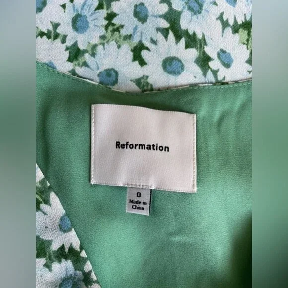 NEW Reformation Ceara Midi Dress Daisy Meadow Green Floral | US 0 UK 4 - Picture 11 of 16